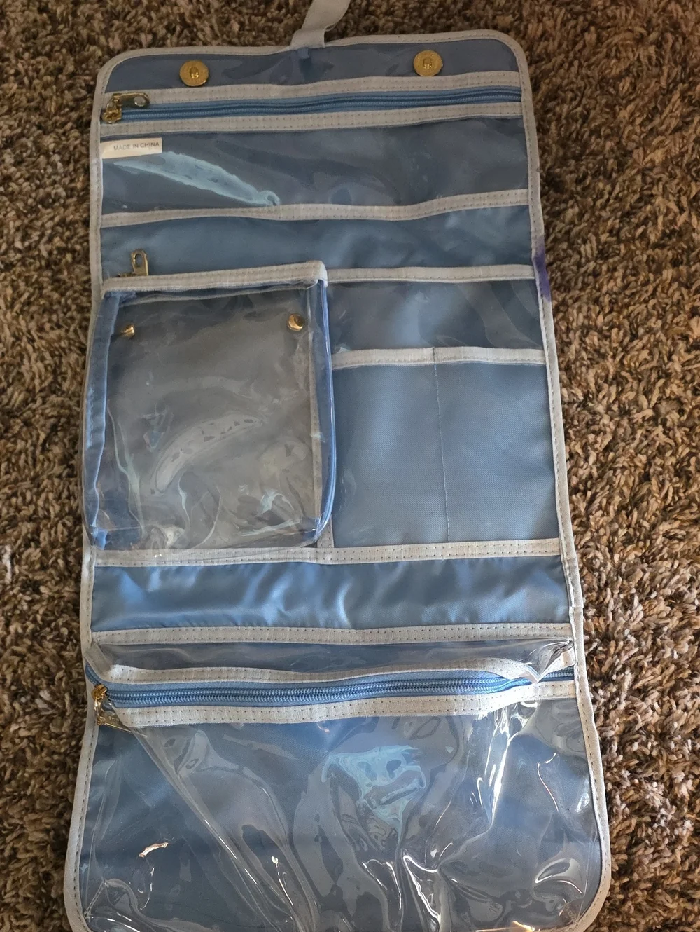 Blue Hanging Travel Jewelry & Accessory Organizer